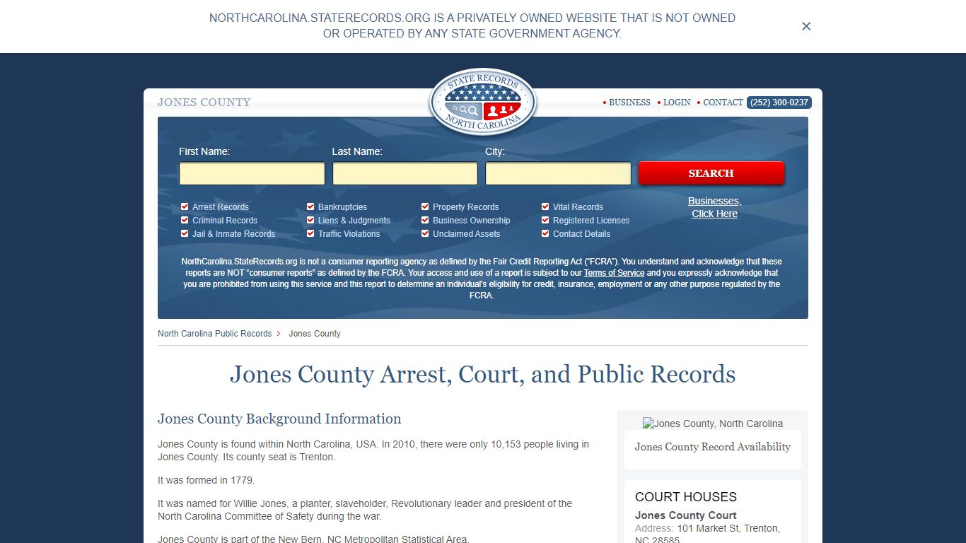 Jones County Arrest, Court, and Public Records