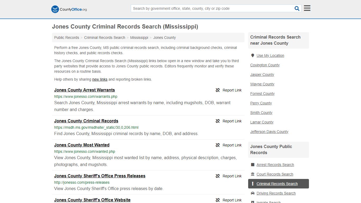 Criminal Records Search - Jones County, MS (Arrests, Jails & Most ...
