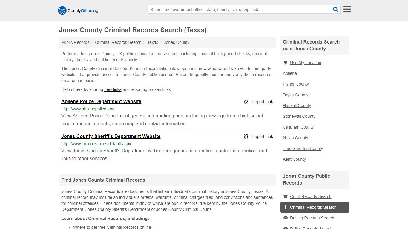 Criminal Records Search - Jones County, TX (Arrests, Jails & Most ...