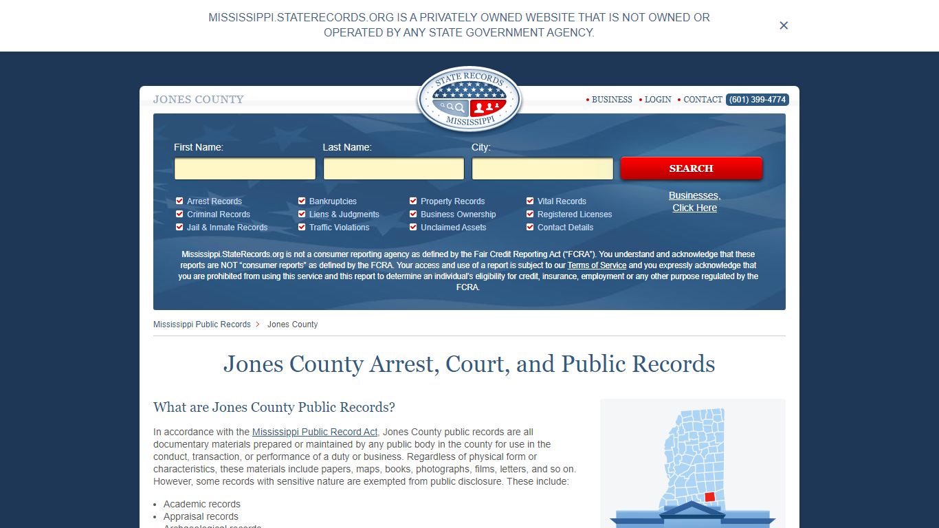 Jones County Arrest, Court, and Public Records
