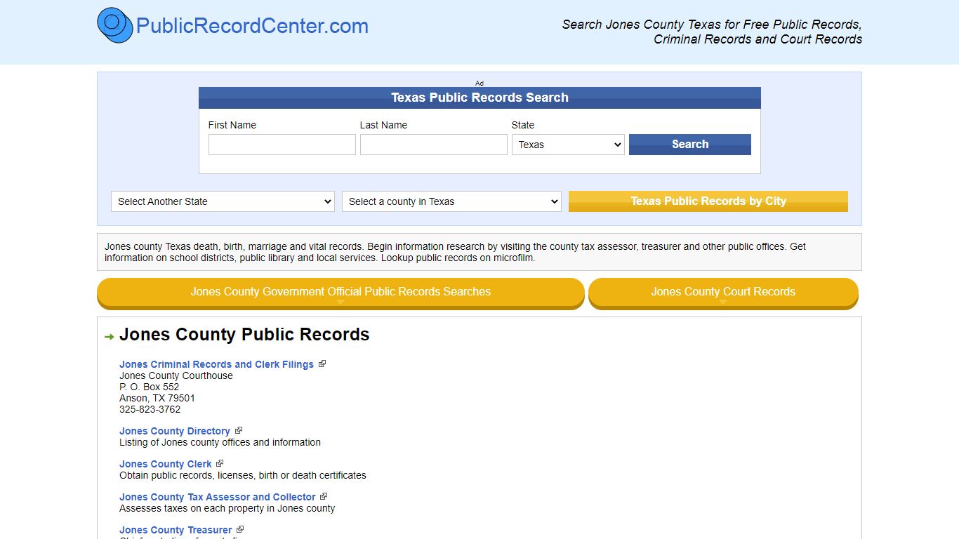 Jones County Texas Free Public Records - Court Records - Criminal Records
